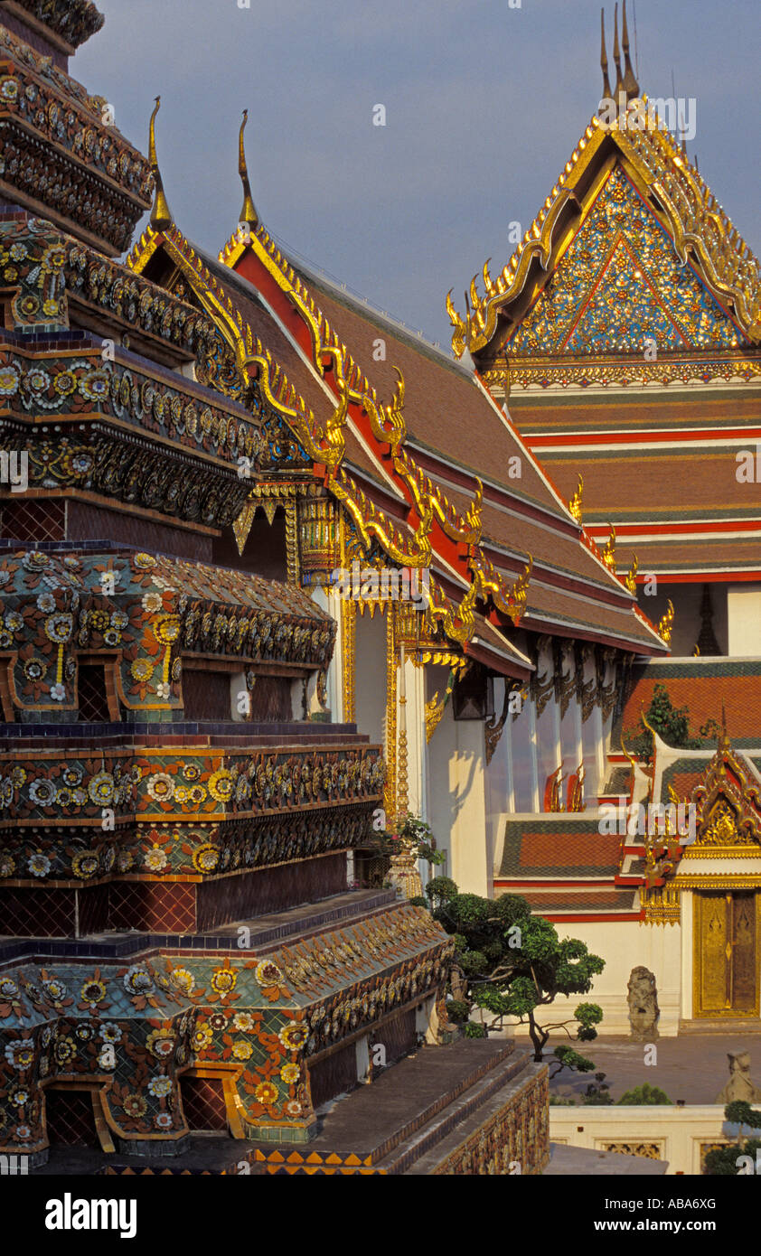 Pavilions at temple of Wat Po, Bangkok, Thailand Stock Photo