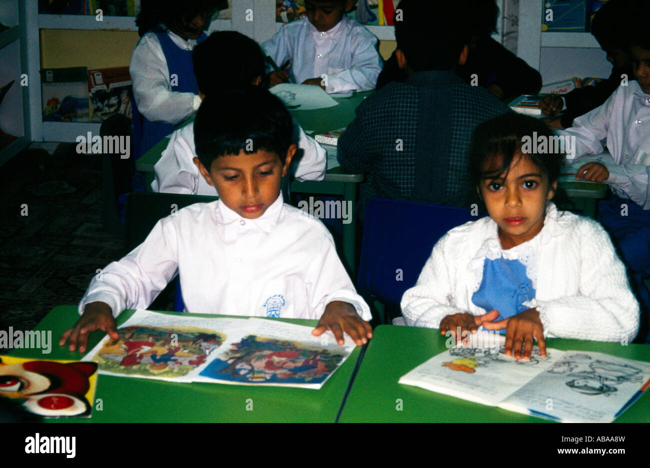 Abu Dhabi UAE Kindergarten Mixed Childrens Class Stock Photo - Alamy