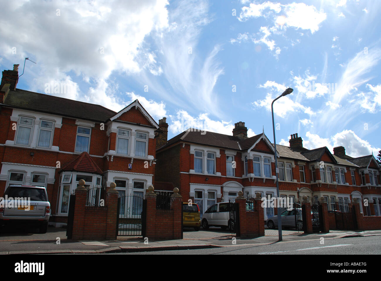 Street with typical british houses Ilford East London UK Stock Photo
