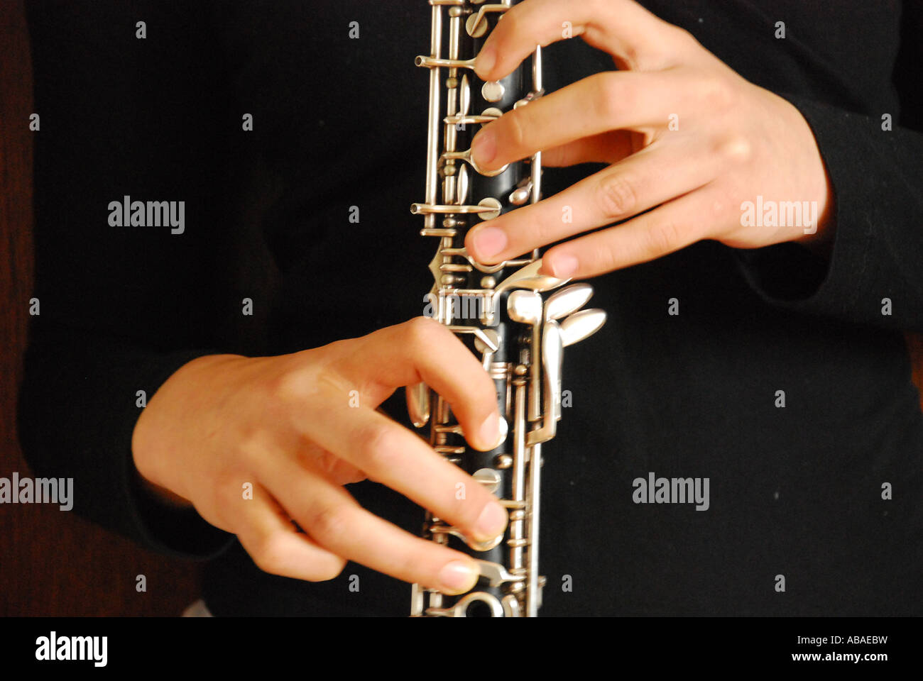 Child playing oboe Stock Photo Alamy
