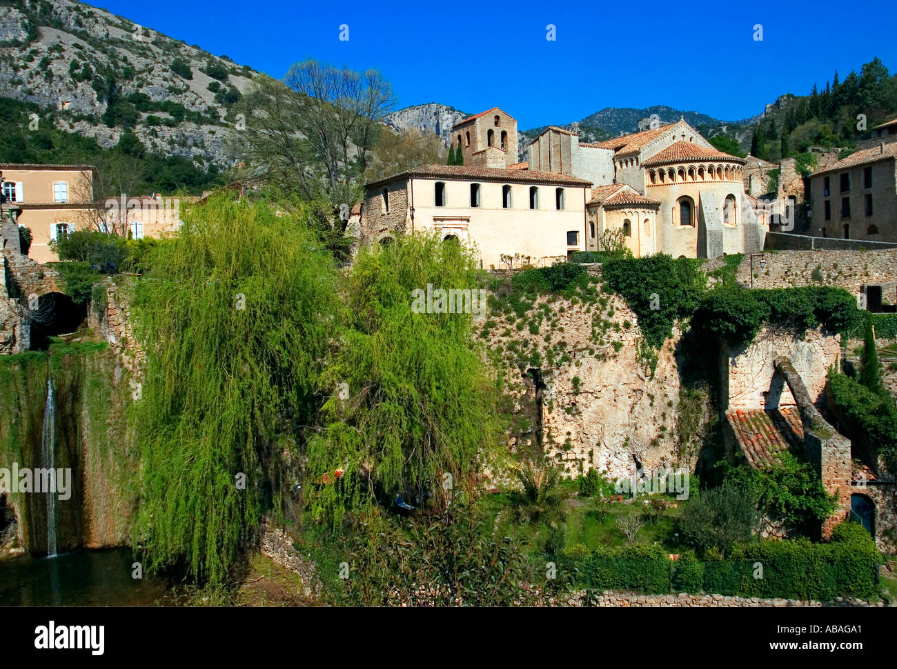 Saint Guilhem le Desert abbey France Stock Photo Alamy