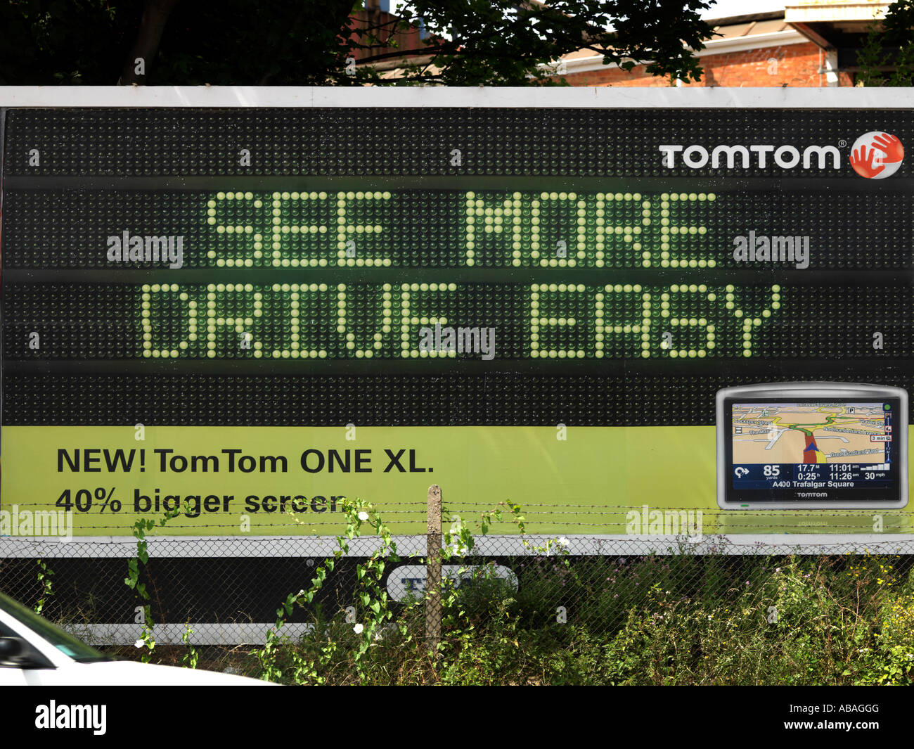 Raynes Park London England Billboard  Tom Tom Navigational System Stock Photo