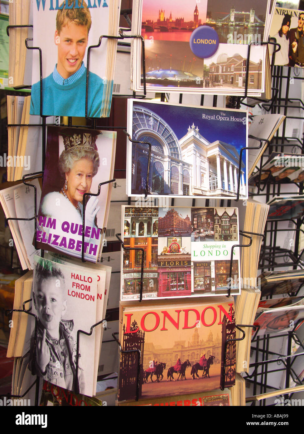 Postcards on sale in display rack London Stock Photo Alamy