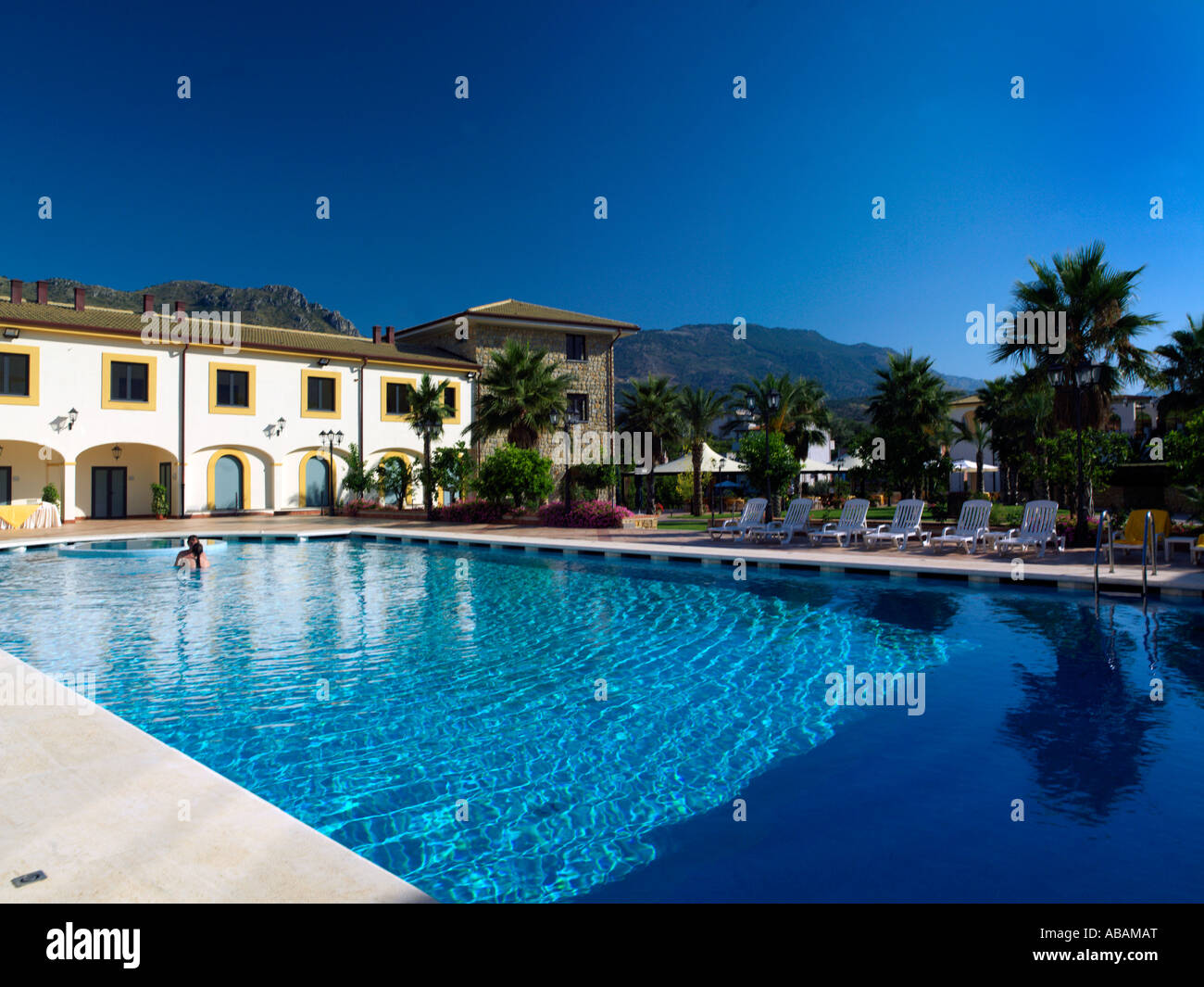 Palermo Sicily Italy Genoardo Park Hotel Swimming Pool People Swimming Stock Photo