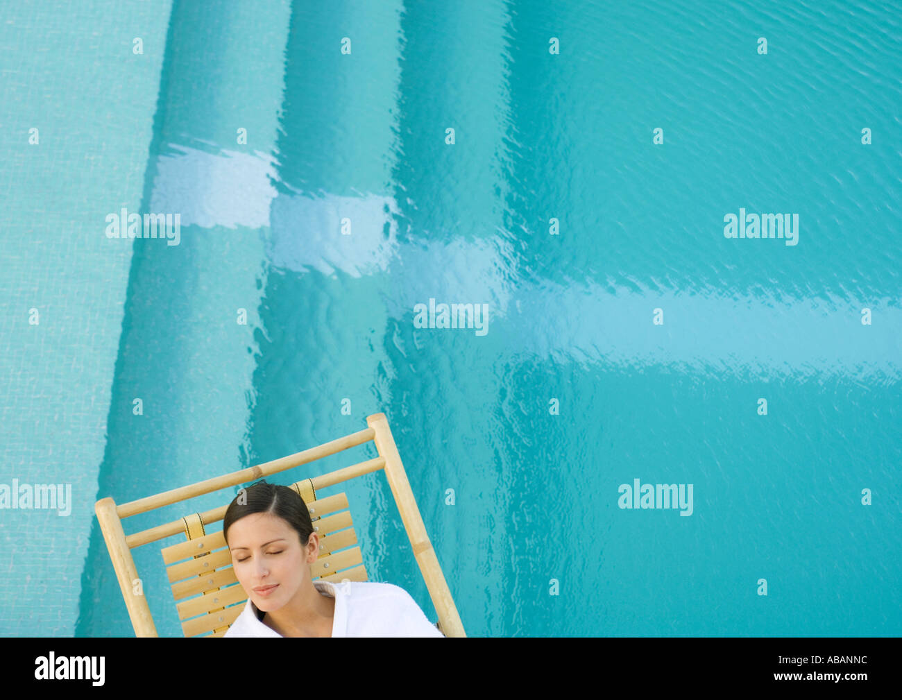 Pool Lounge Chair Woman Relaxing High Resolution Stock Photography and