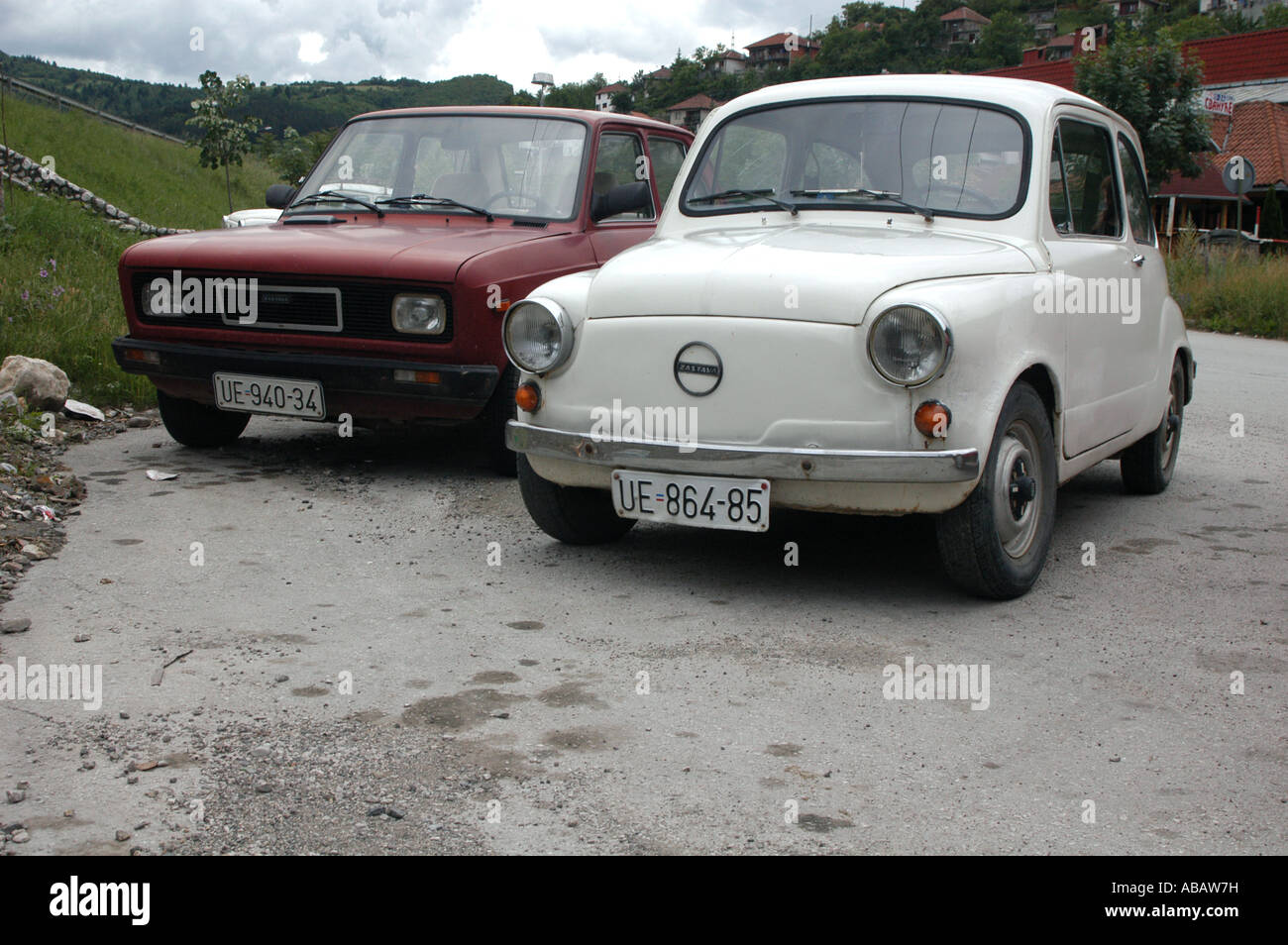 Old Yugoslavian cars Zastava in Prijepolje, Serbia Stock Photo