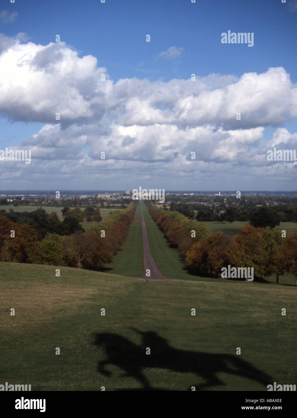 The Long Walk Windsor Great Park with Windsor Castle in the distance Stock Photo