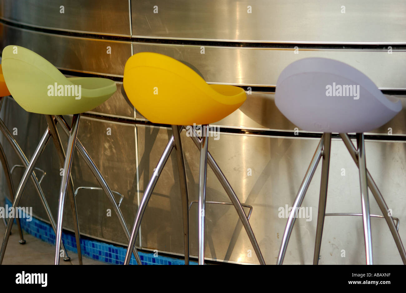 Empty Barstools, Bar Interior Stock Photo