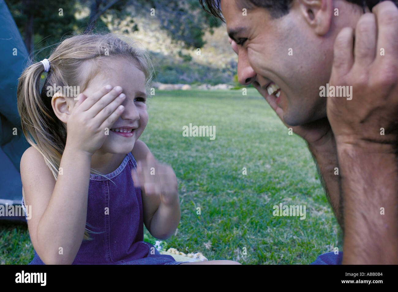 Father and daughter playing Stock Photo