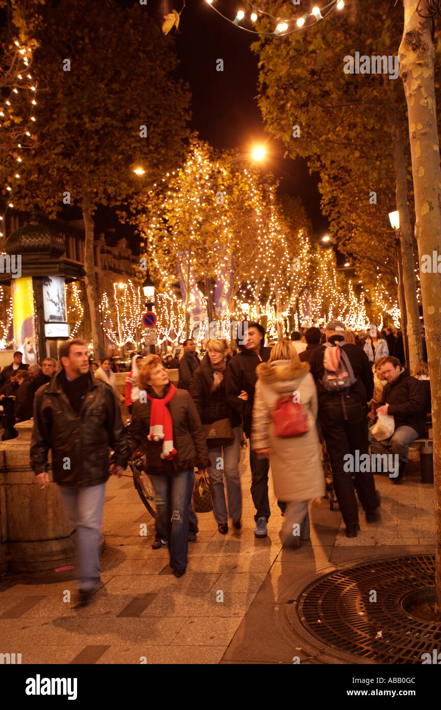 Champs Elysées during Christmas, at night. Paris, France Stock Photo - Alamy
