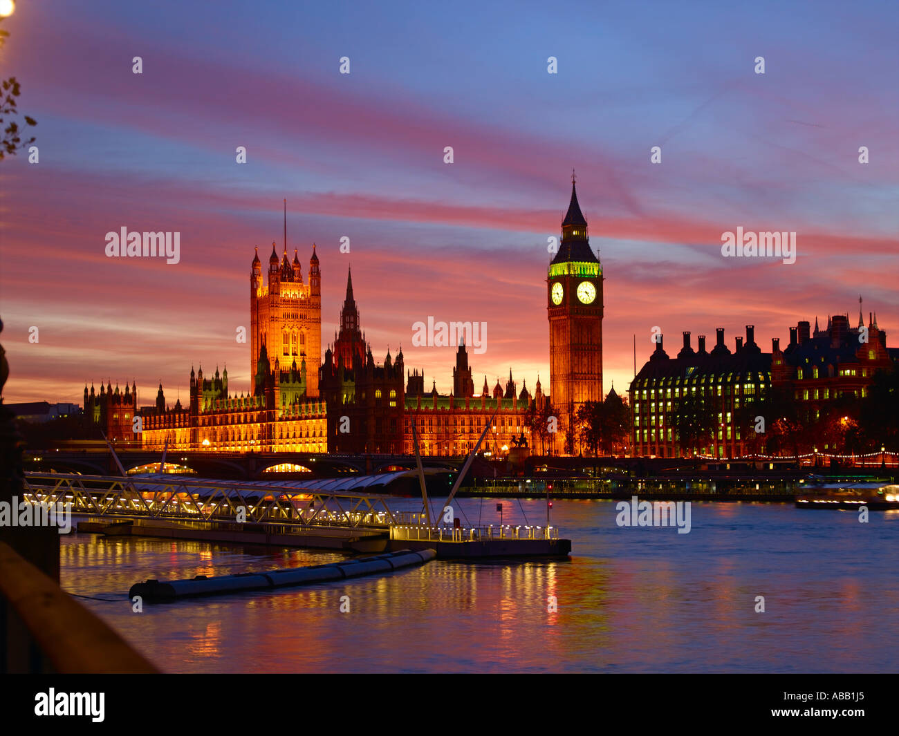 Houses Of Parliament At Sunset Stock Photo