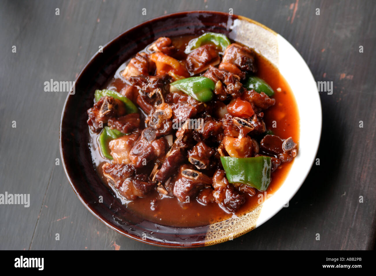 Steaming Hot Entree of Sweet and Sour Pork, Chinese Food, Liugong Village, China Stock Photo