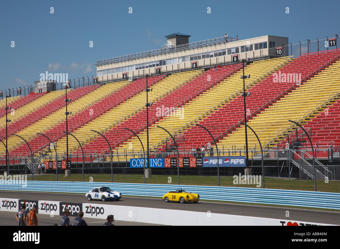 Empty grandstands at Watkins Glen International Raceway in Watkins Glen New York Stock Photo