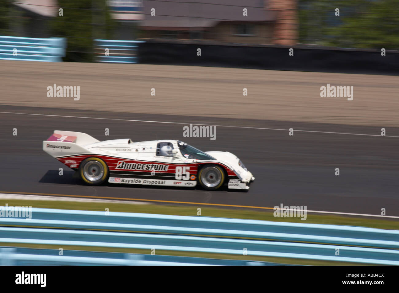 Porsche 962 racecar racing in Historic Sportscar Racing series at Watklins Glen International Raceway in Watkins Glen New York Stock Photo