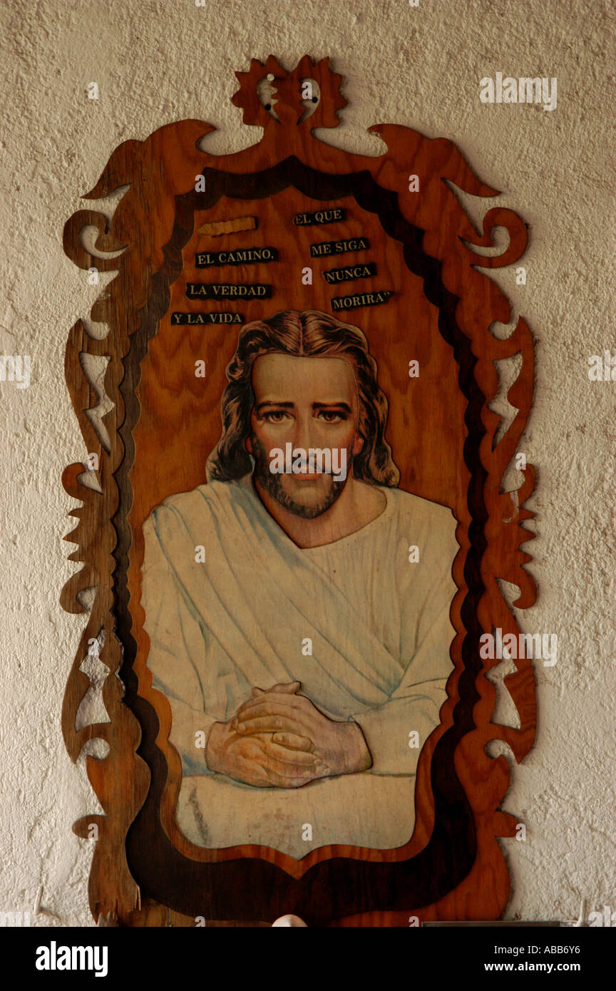 Religious image in a house Oaxaca city Mexico Stock Photo
