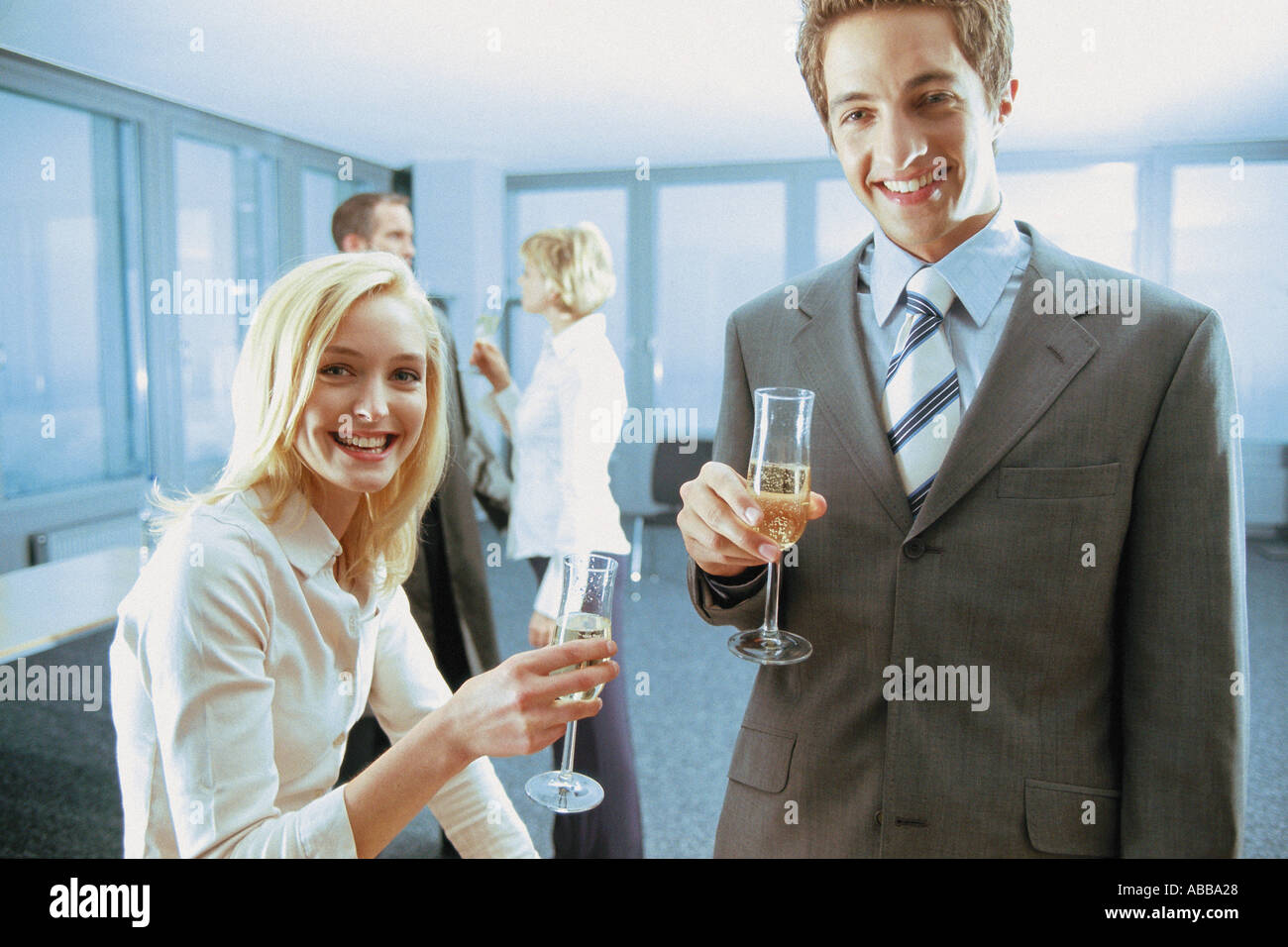 Businesspeople having office drinks Stock Photo Alamy