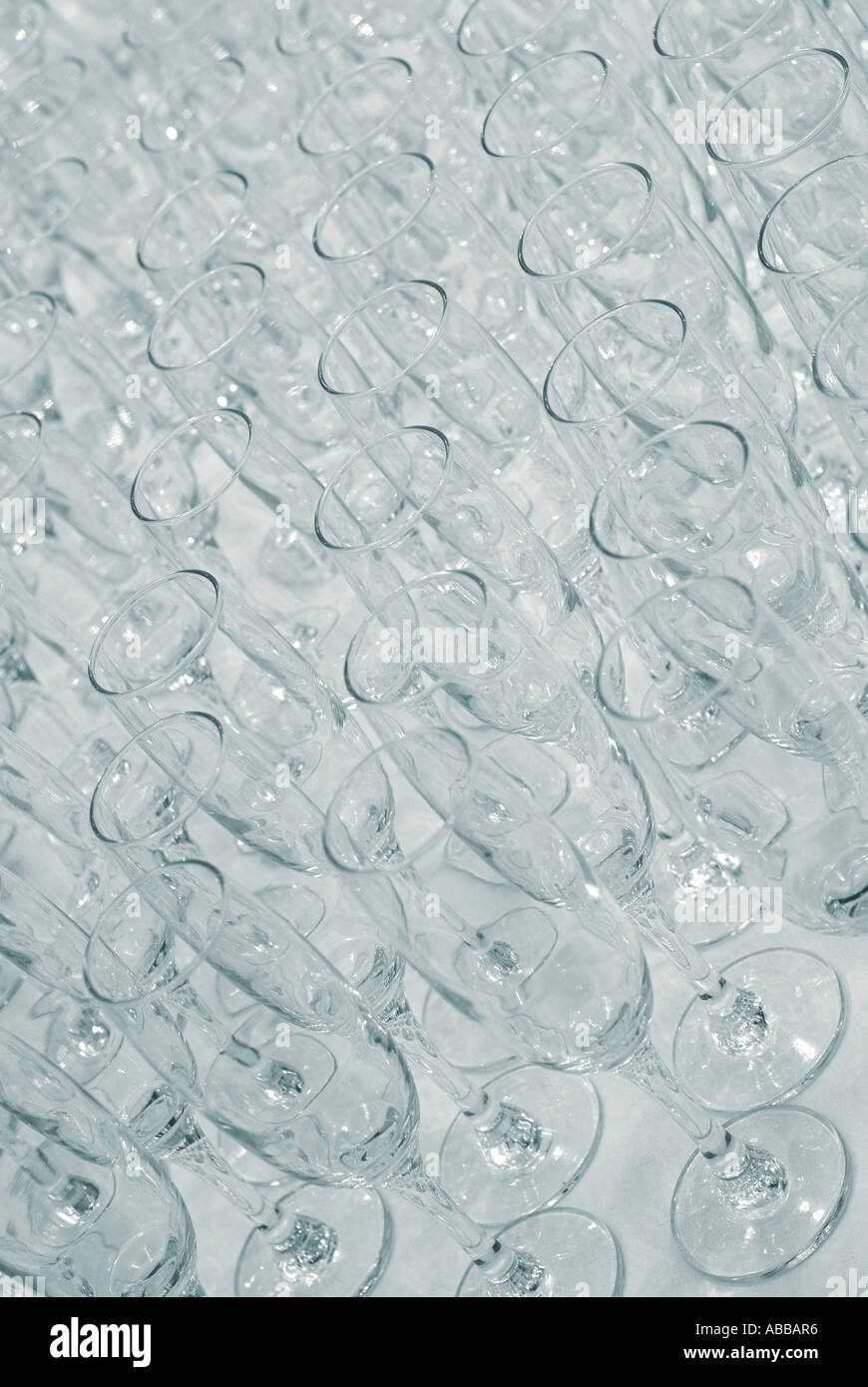 Rows of Wine Glasses Stock Photo