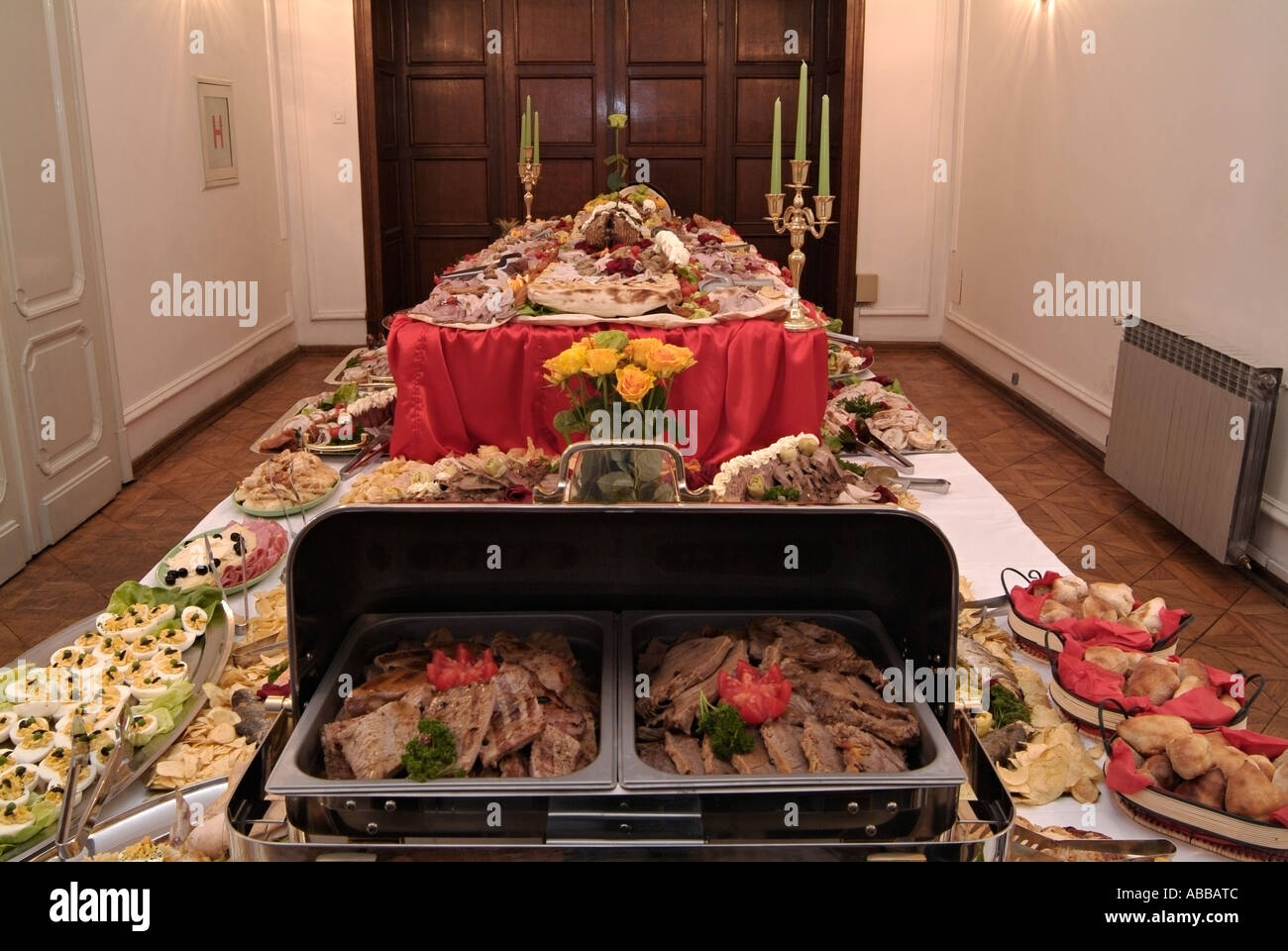 Buffet Table Prepared for a Function Stock Photo
