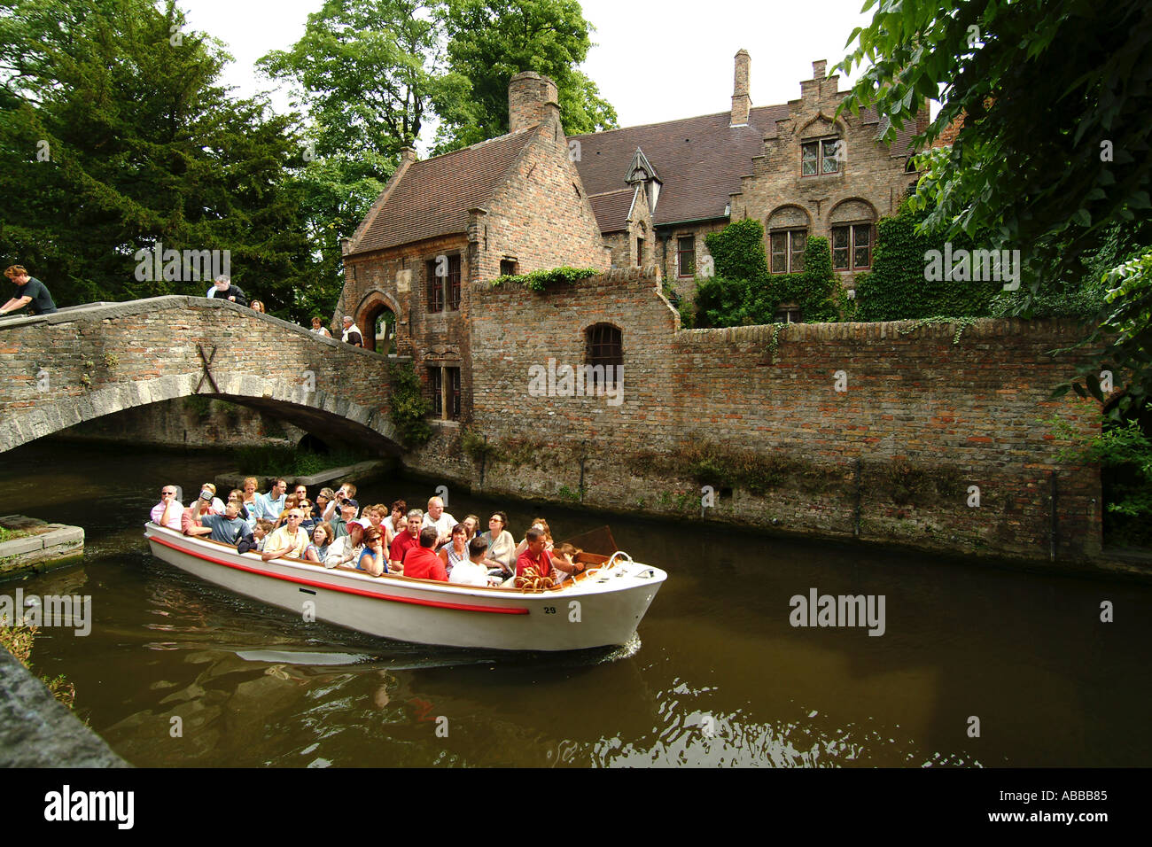 Canal bridge in Bruges Belgium Stock Photo