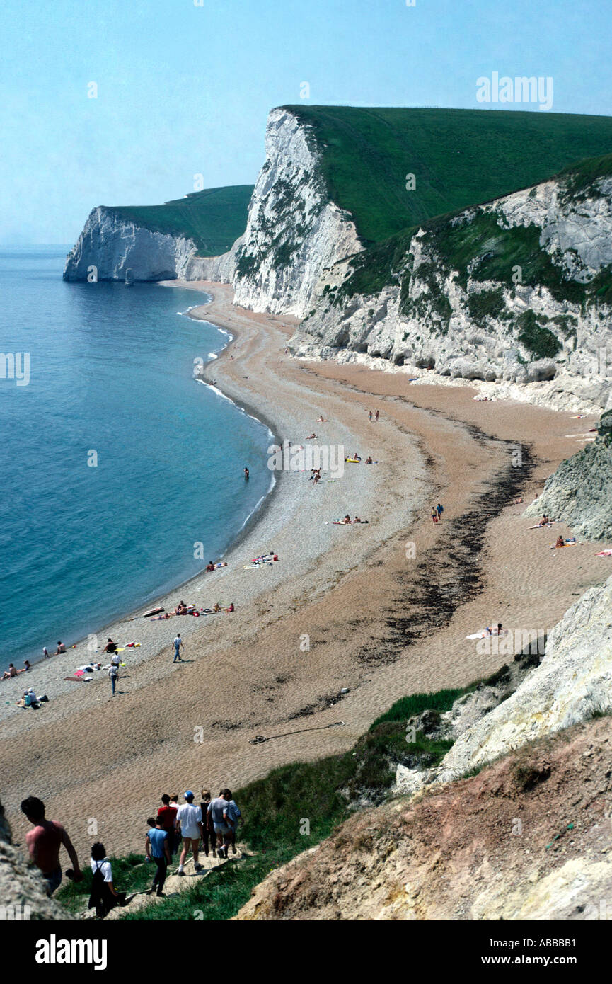 Classic coastal scenery and chalk cliffs near Durdle Door Dorset Stock