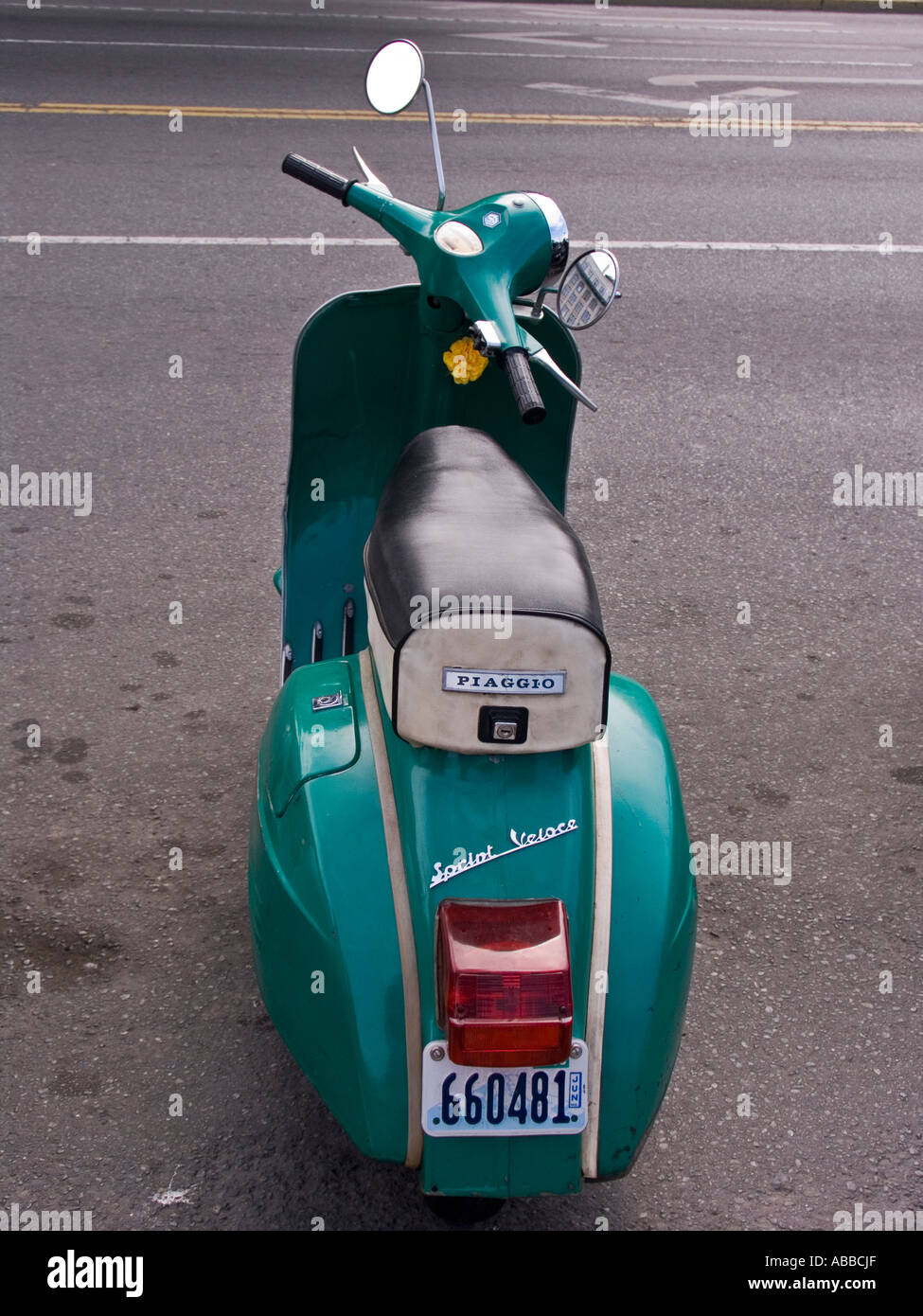 Vespa Sprint Veloce mad by Piaggio Motorworks Italy parked on street in  Victoria British Columbia Stock Photo - Alamy