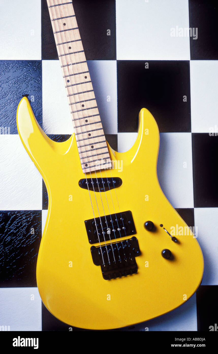Electric guitar yellow checkered music sound sounds hires stock photography and images Alamy
