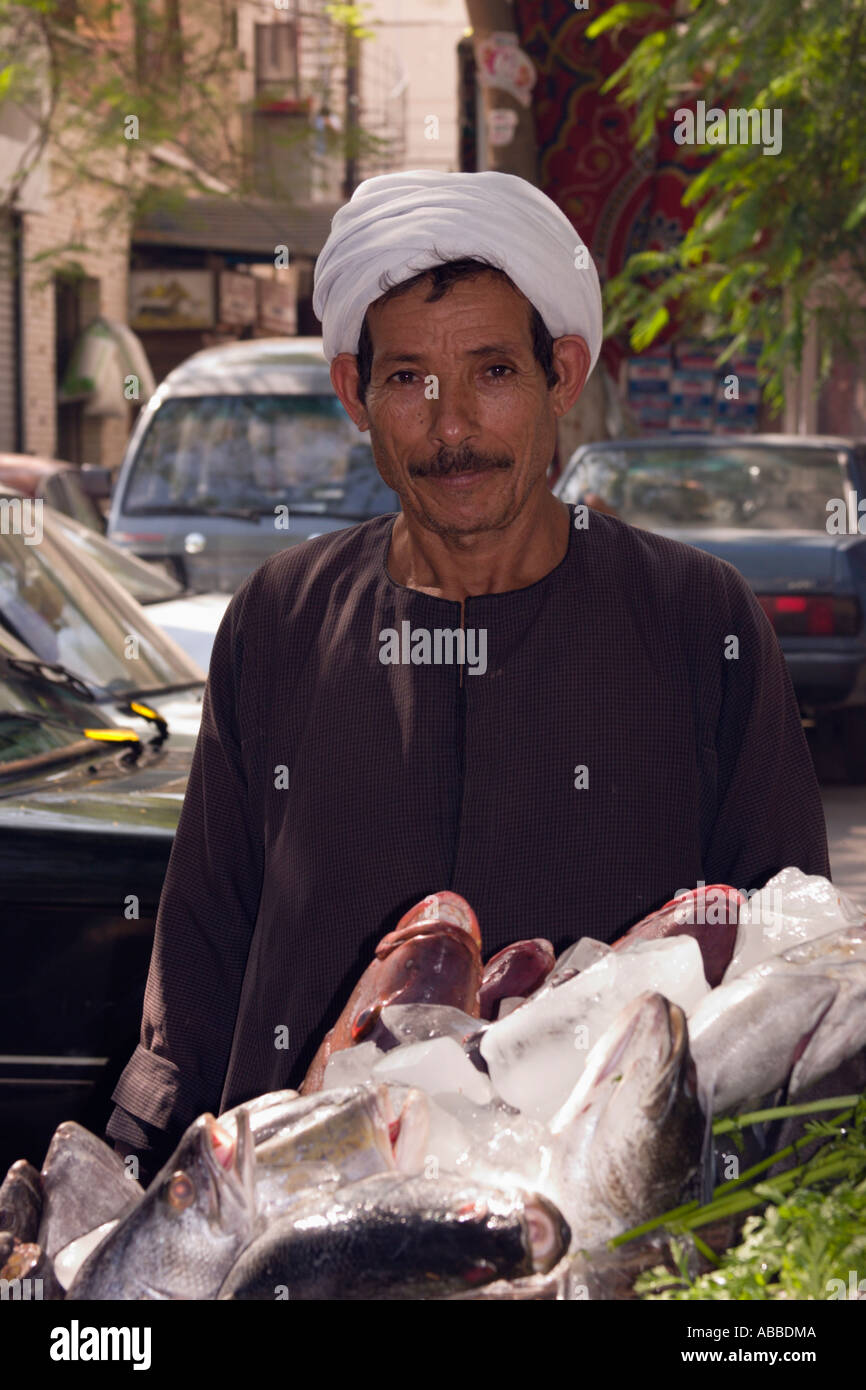 Egyptian Selling Fish On Market Stall Stock Photo Alamy