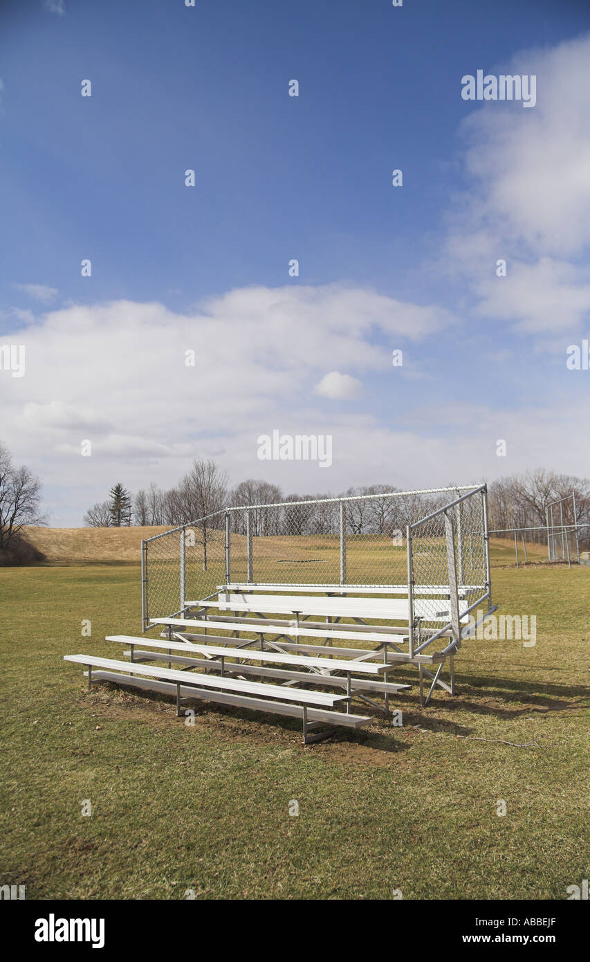 Bleachers in open space on lawn Stock Photo Alamy