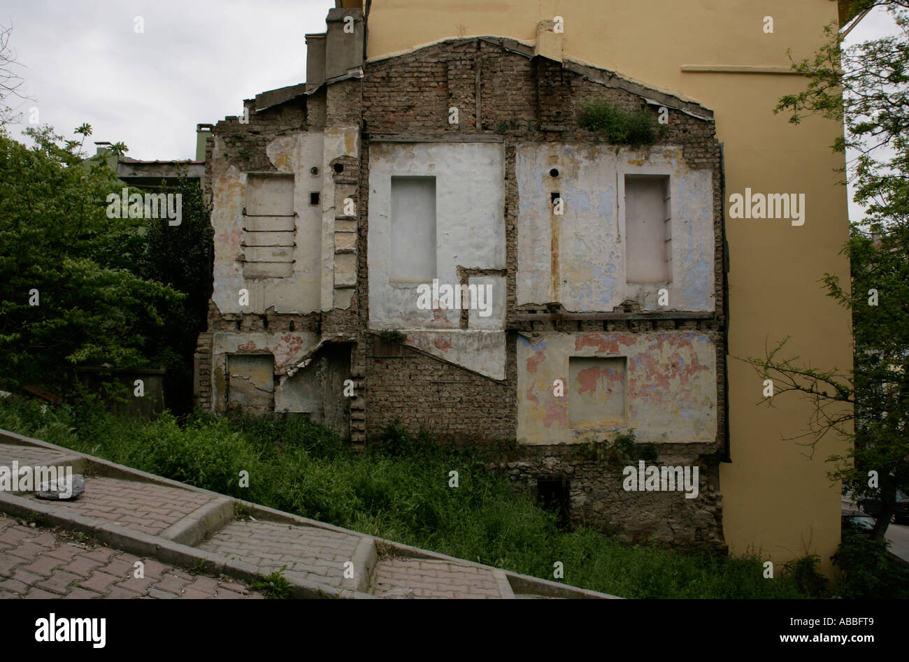 SIDE OF DEMOLISHED HOUSE, TURKEY Stock Photo