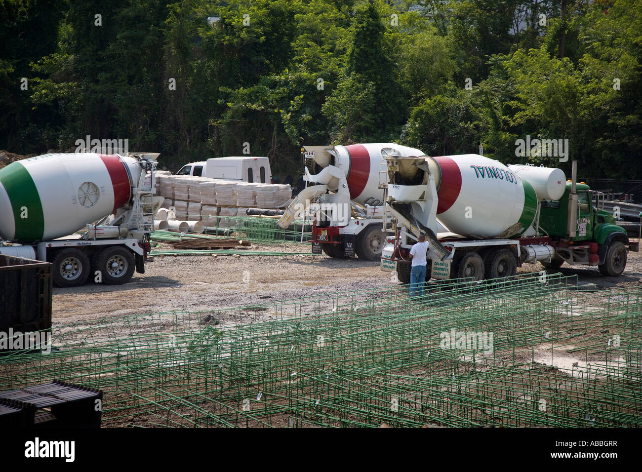 Cement mixers at a building site Stock Photo Alamy