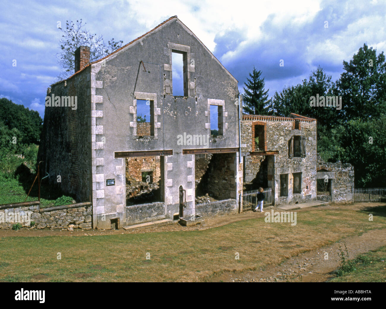 Burnt-out building, Oradour-sur-Glane, Haute-Vienne, France. Stock Photo