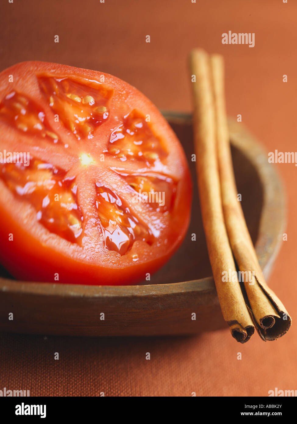 Tomato and Cinnamon Sticks Middle Eastern Flavour Principle Stock Photo