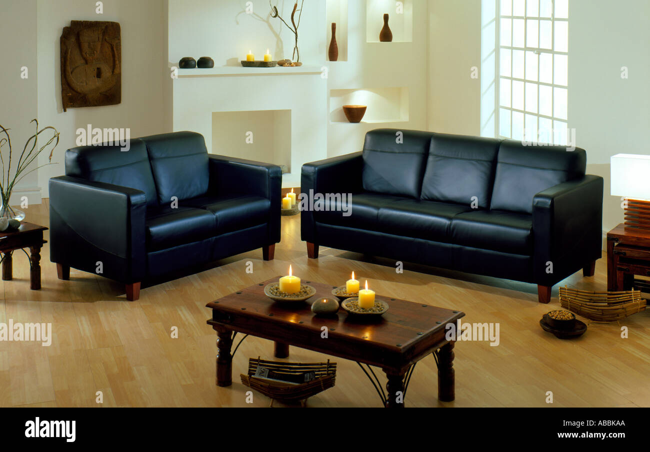 Black leather sofas hires stock photography and images Alamy