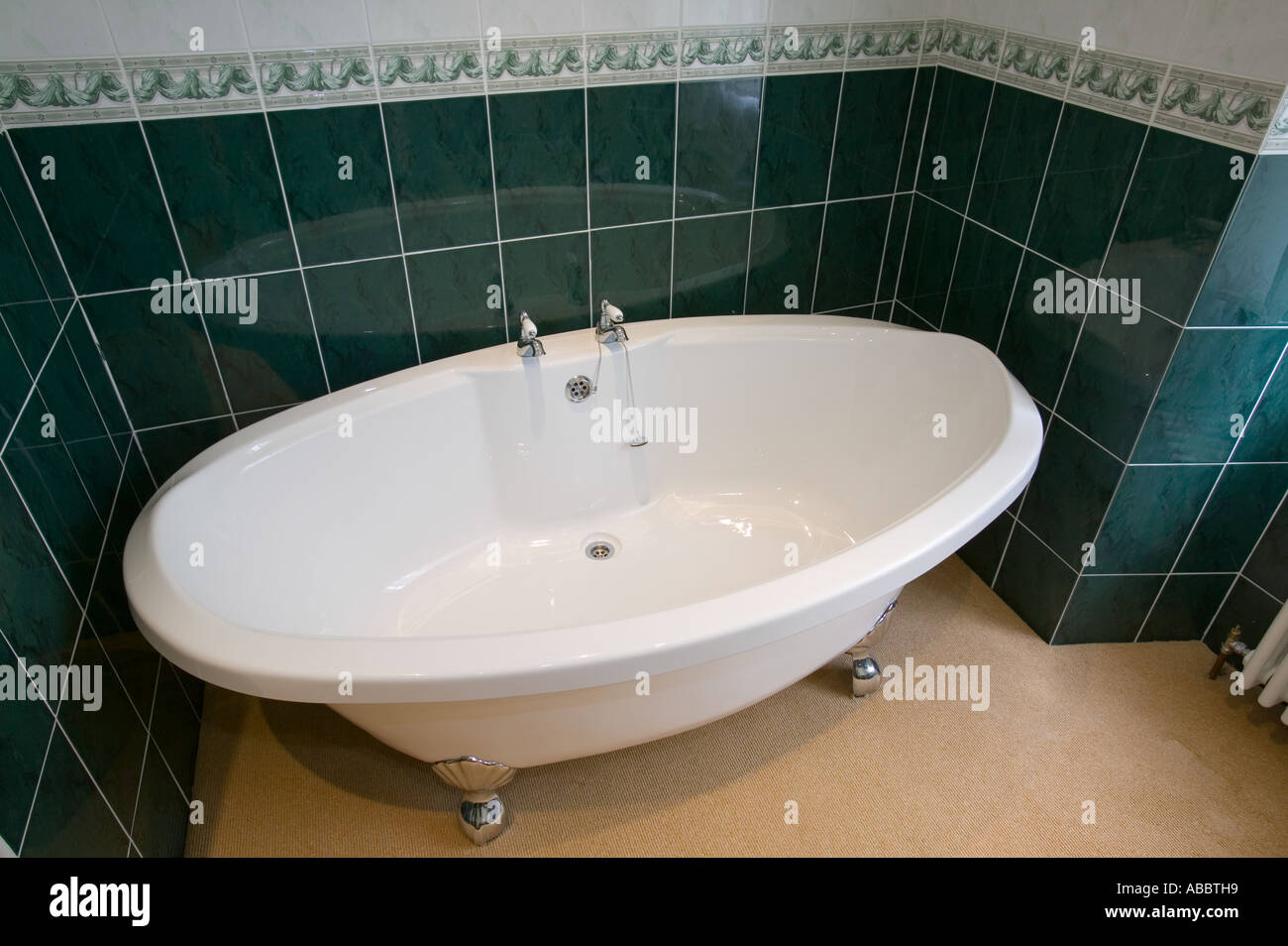 a bathroom suite in the four star, Storrs Hall Hotel in Windermere, Cumbria, UK Stock Photo