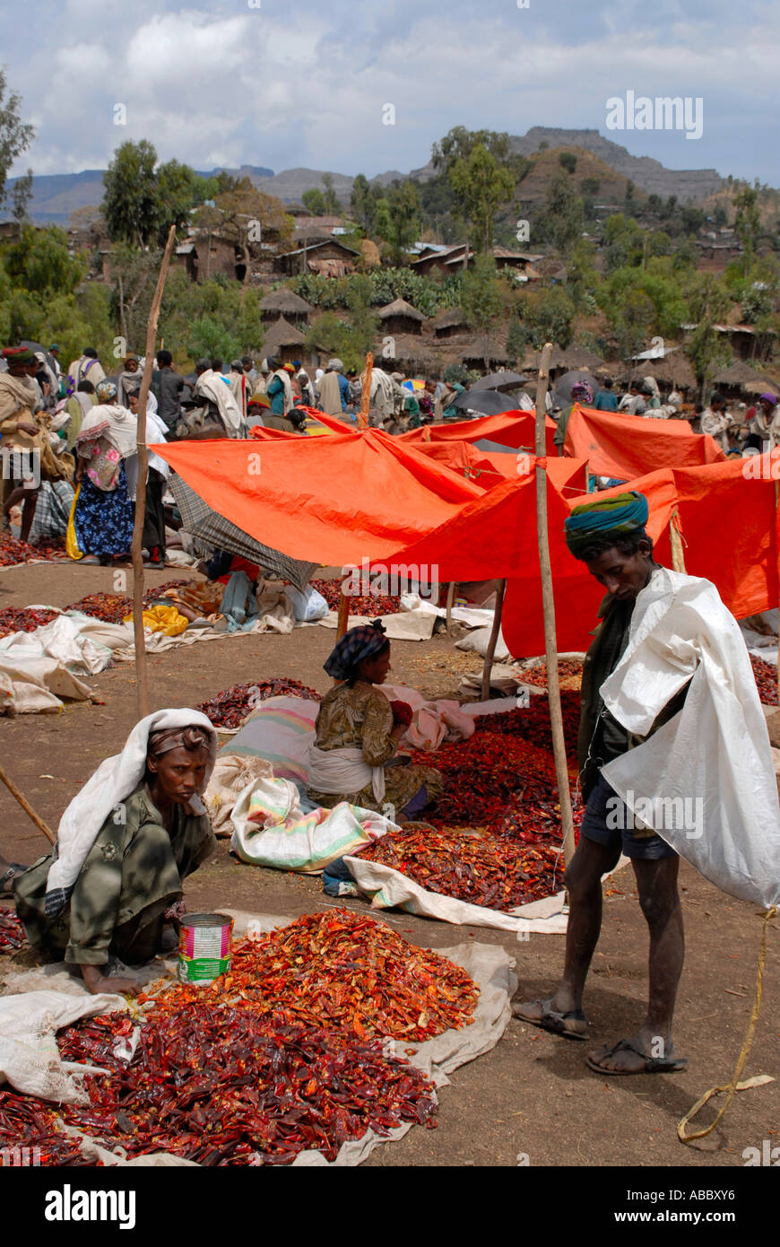 Open sale of red hot chili peppers on the market Lalibela Ethiopia Stock  Photo - Alamy