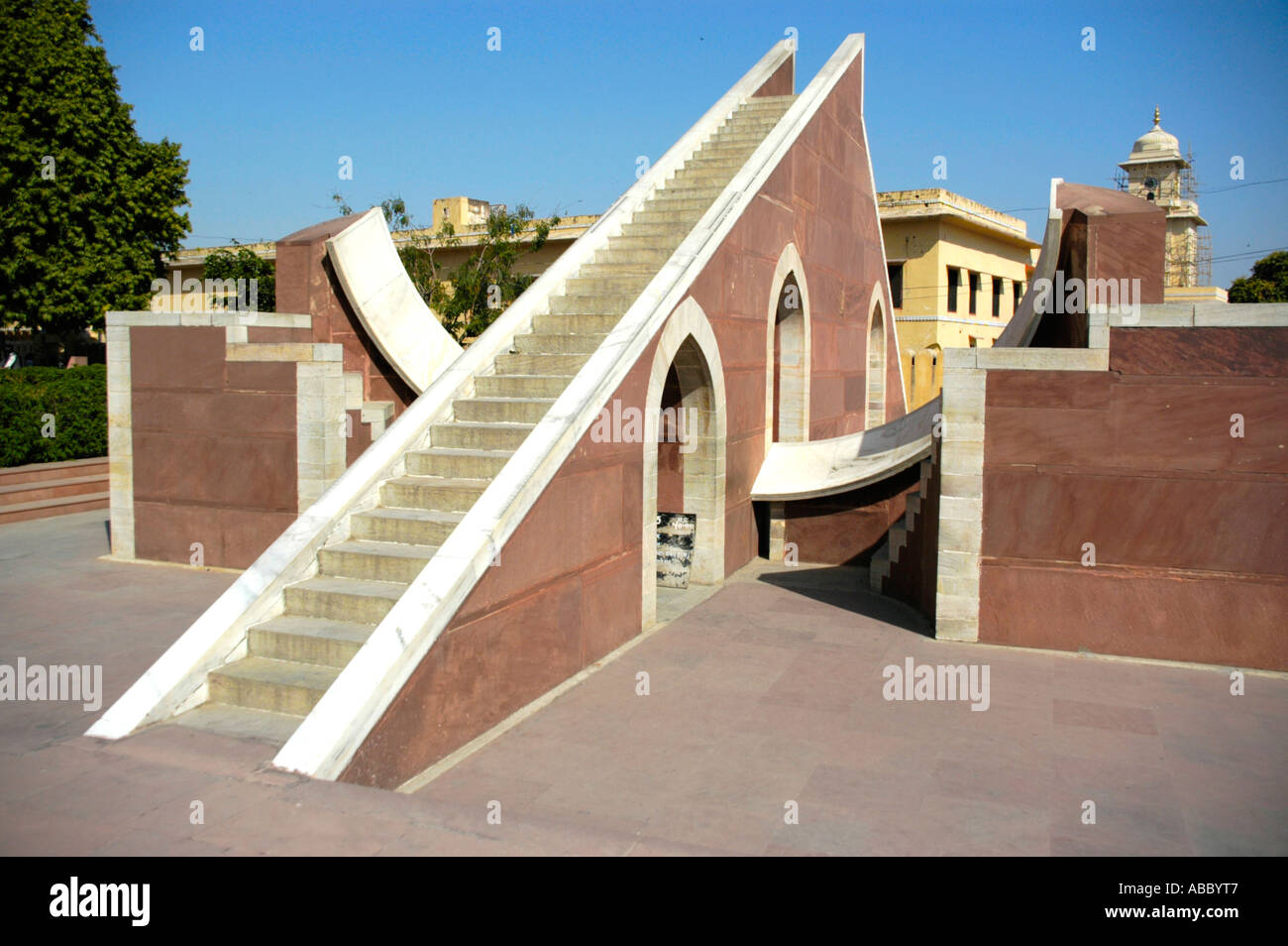 Big sun clock observatory Jantar Mantar Jaipur Rajasthan India Stock