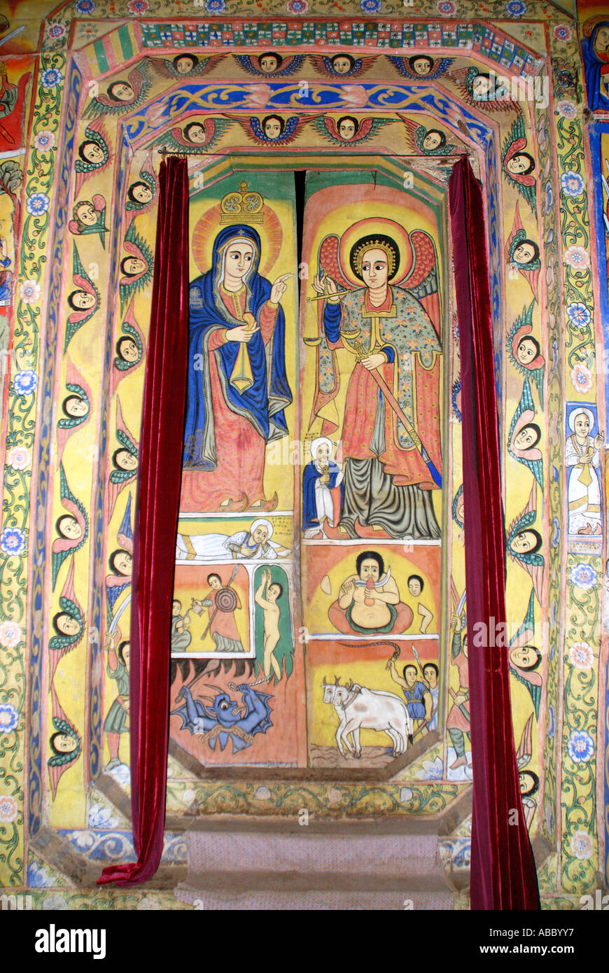 Ethiopian Orthodox Christianity Colourful Old Wall Paintings At Stock Photo Alamy