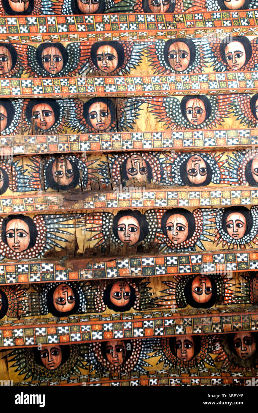 Ethiopian Orthodox Christianity old colourful roof painting of angel