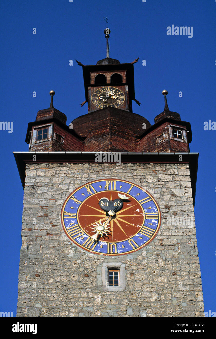 Clock Tower, Rathaus, Luzern (Lucerne), Switzerland Stock Photo