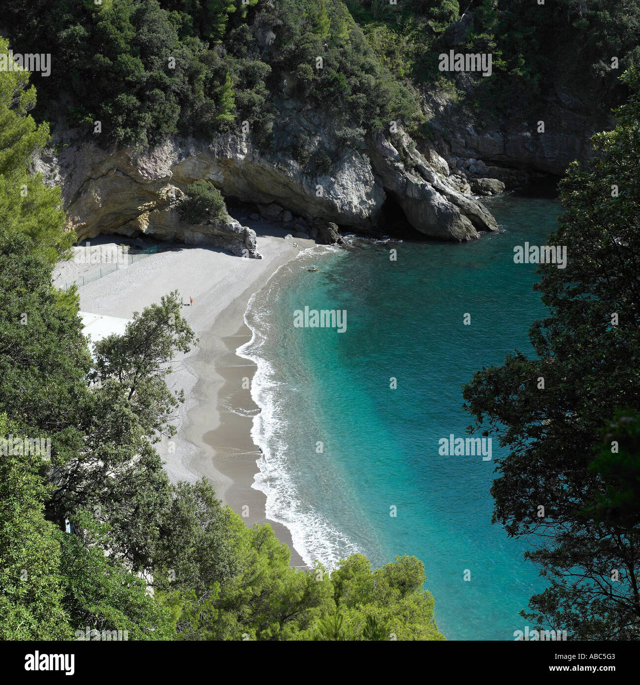 Italian beach near Lerici Liguria Stock Photo
