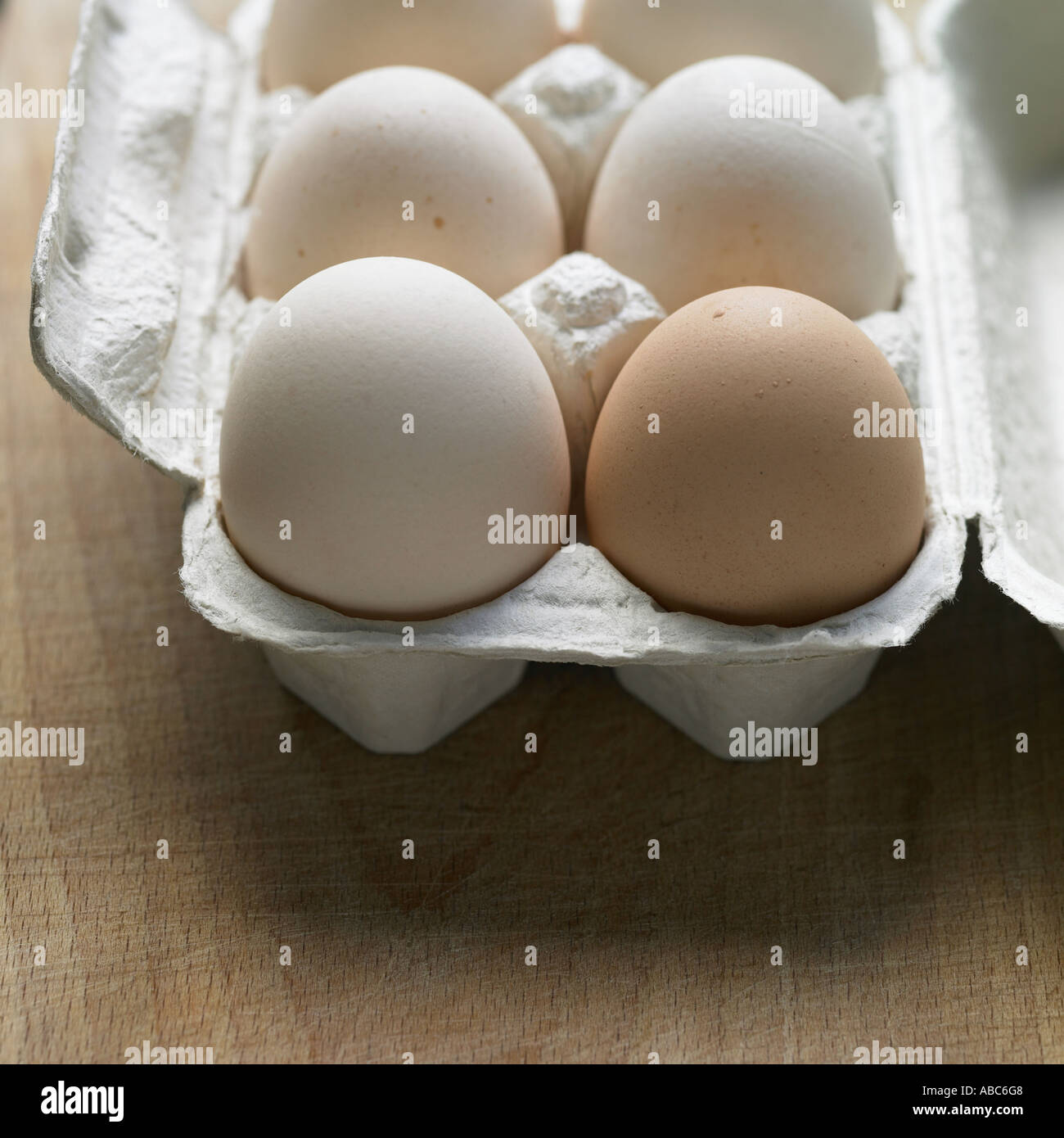 White and brown eggs Stock Photo
