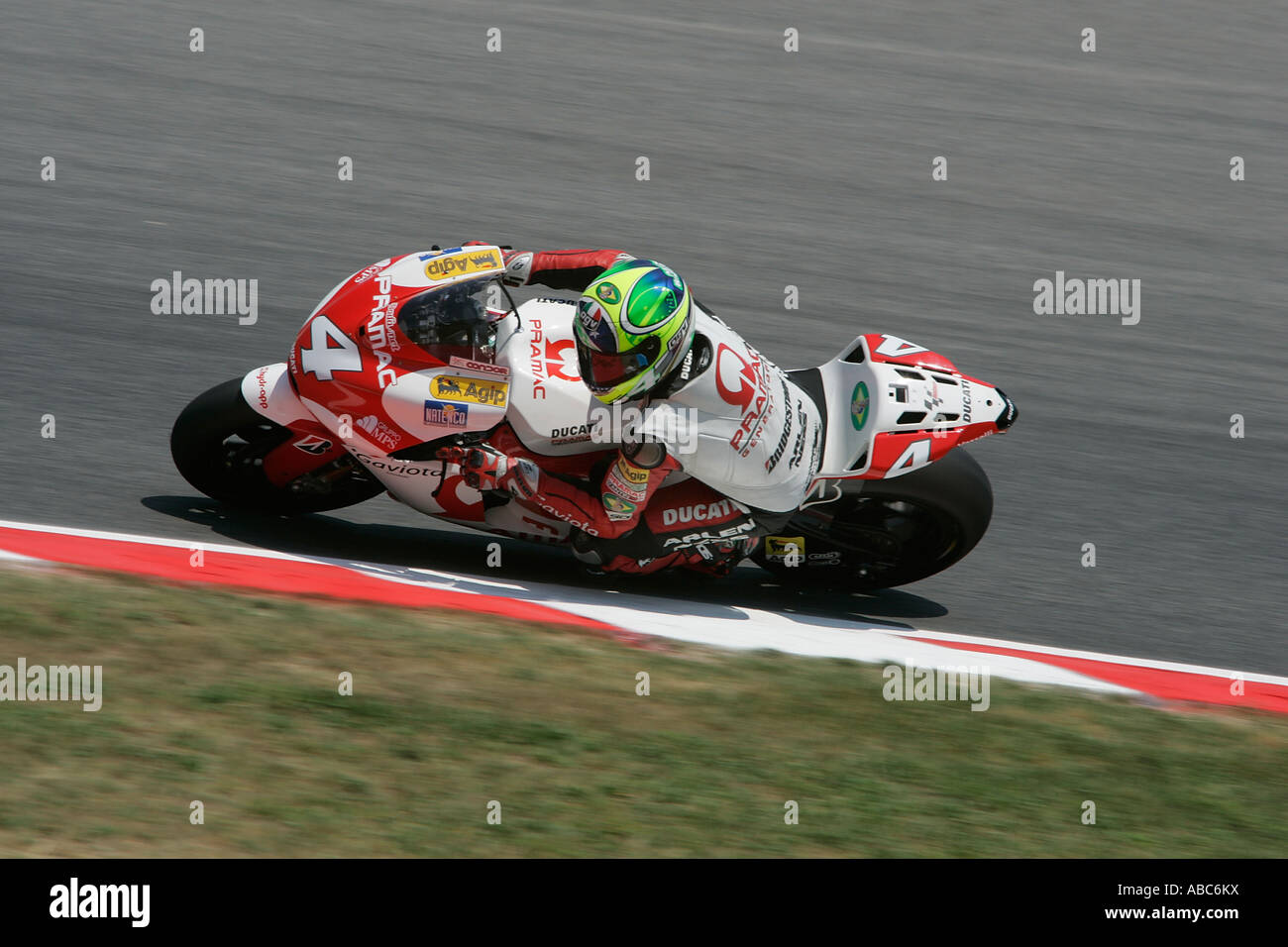 Brazilian Alex Barros riding for the Pramac D'Antin team in the 2007  Catalonia Moto GP, Montmelo, Barcelona, Spain Stock Photo