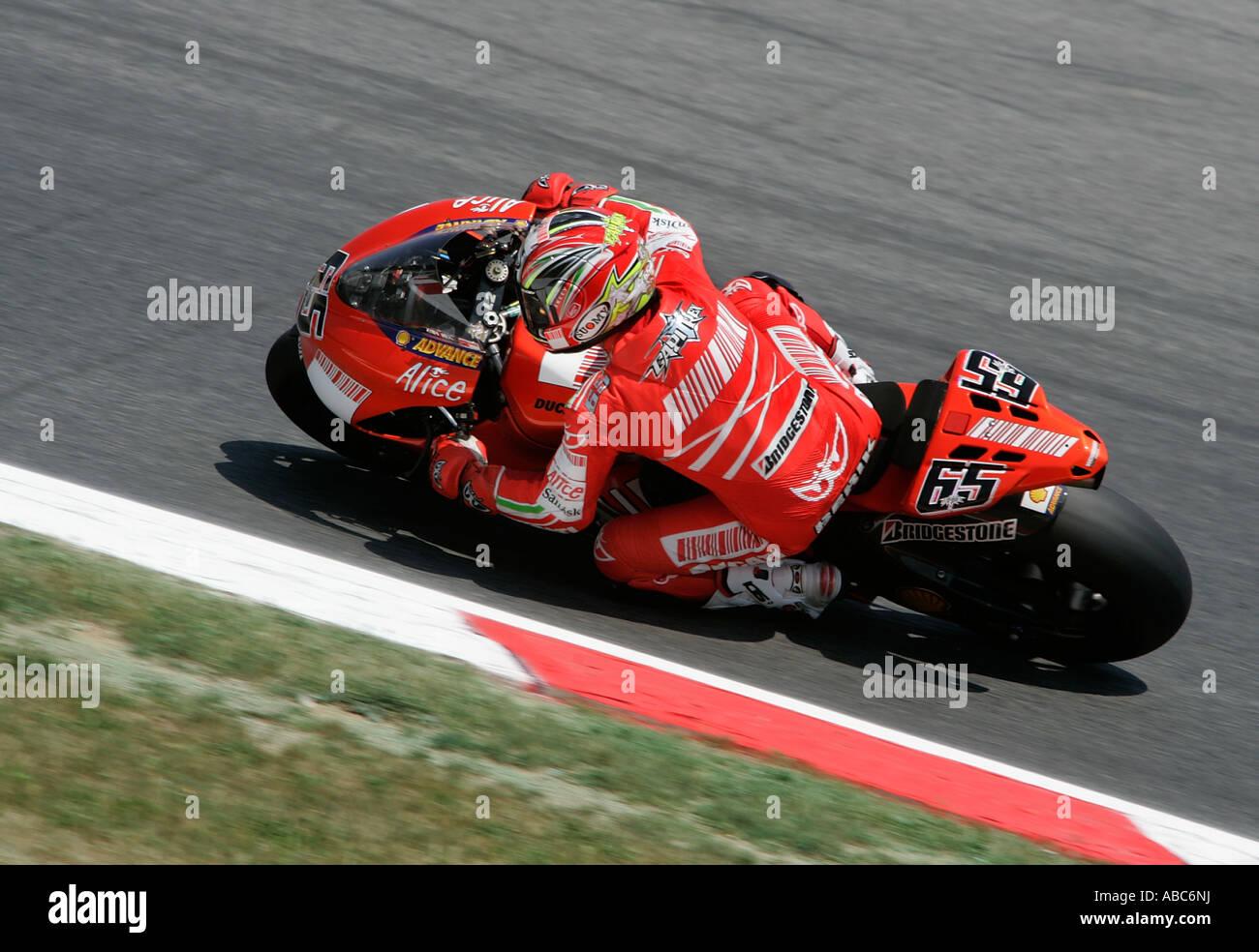 Italian Loris Capirossi riding for the Ducati Marlboro team in the 2007  Catalonia Moto GP, Montmelo, Barcelona, Spain Stock Photo