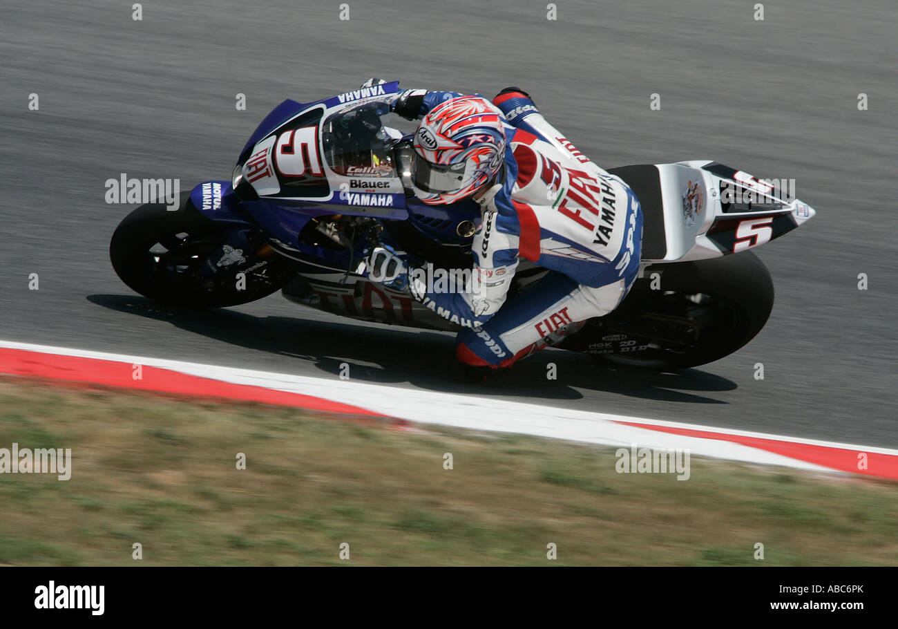 Colin Edwards riding for the Fiat Yamaha team in the 2007 Catalonia Moto GP, Montmelo, Barcelona, Spain Stock Photo