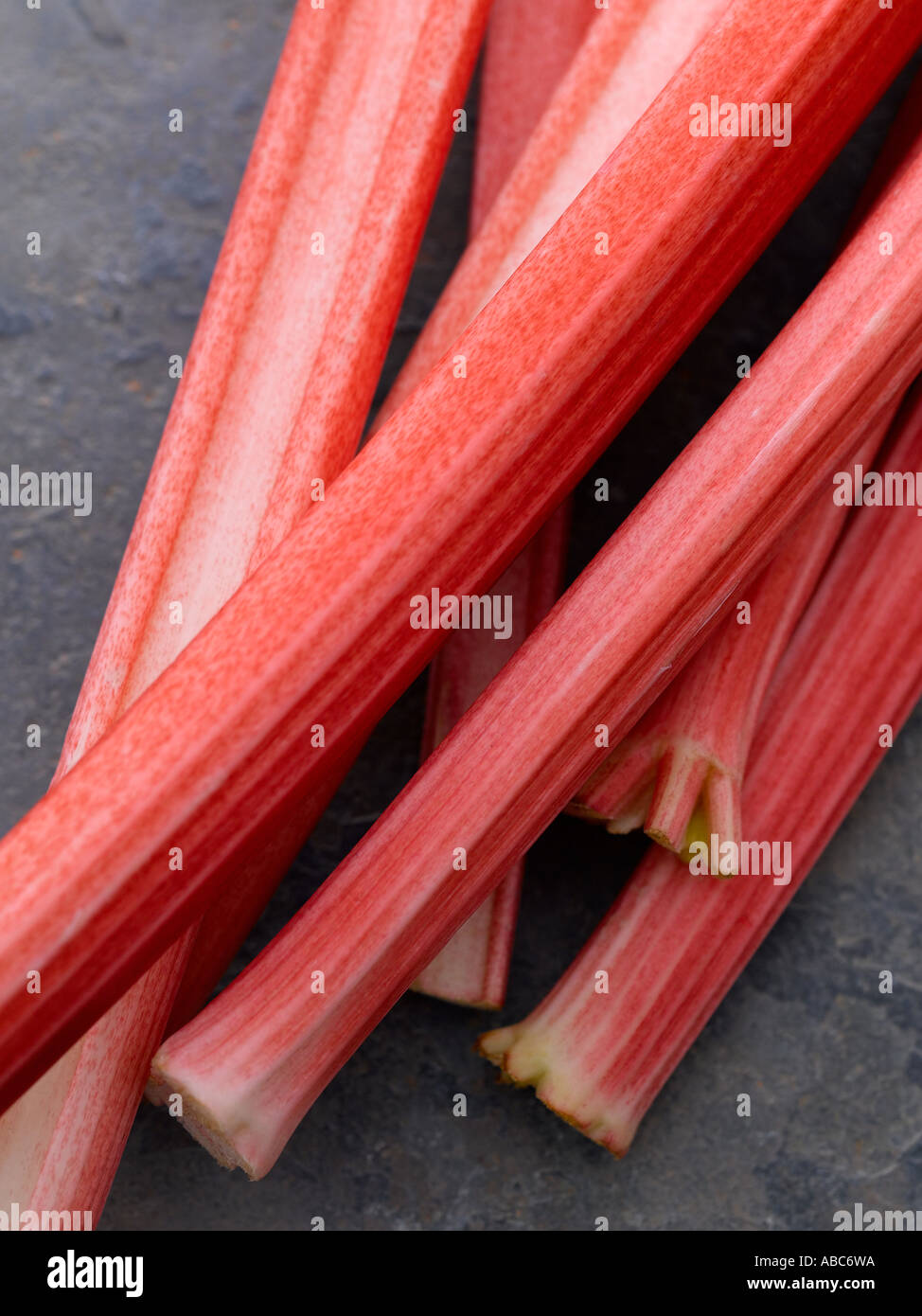 Rhubarb on slate background - high end Hasselblad 61mb digital image Stock Photo