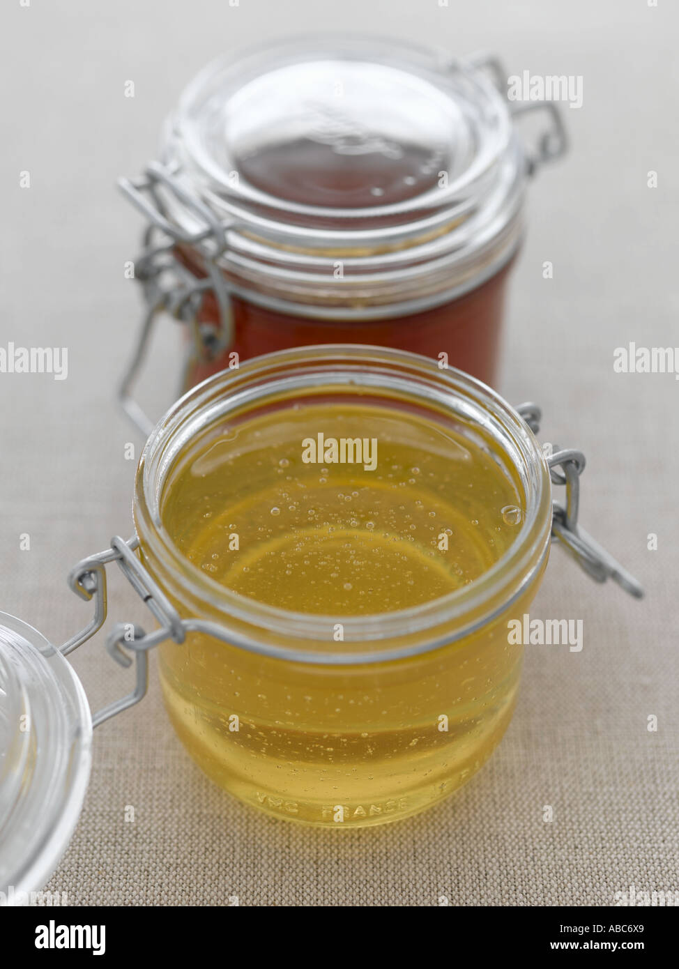 Honey in storage jars - high end Hasselblad 61mb digital image Stock Photo