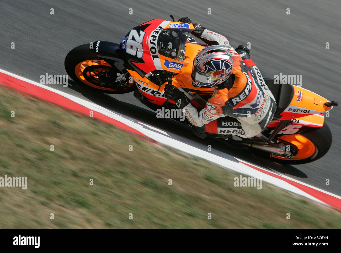 Dani Pedrosa riding for the Repsol Honda team in the 2007 Catalan Moto GP, Montmelo, Barcelona, Spain Stock Photo