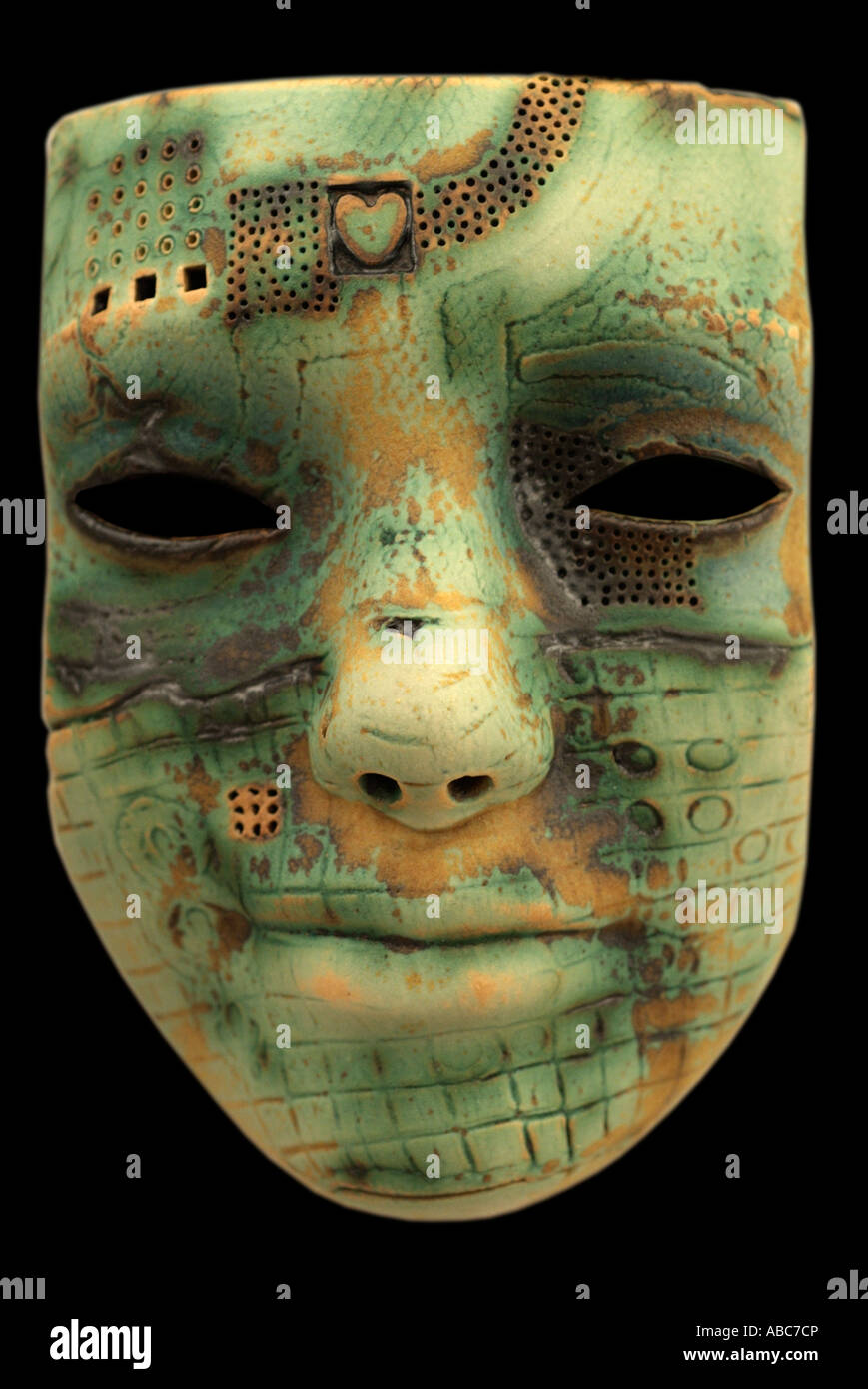 face mask portrait human visage 3d expression expressive mood Inspired work essence spirit tactile object organic life force pat Stock Photo