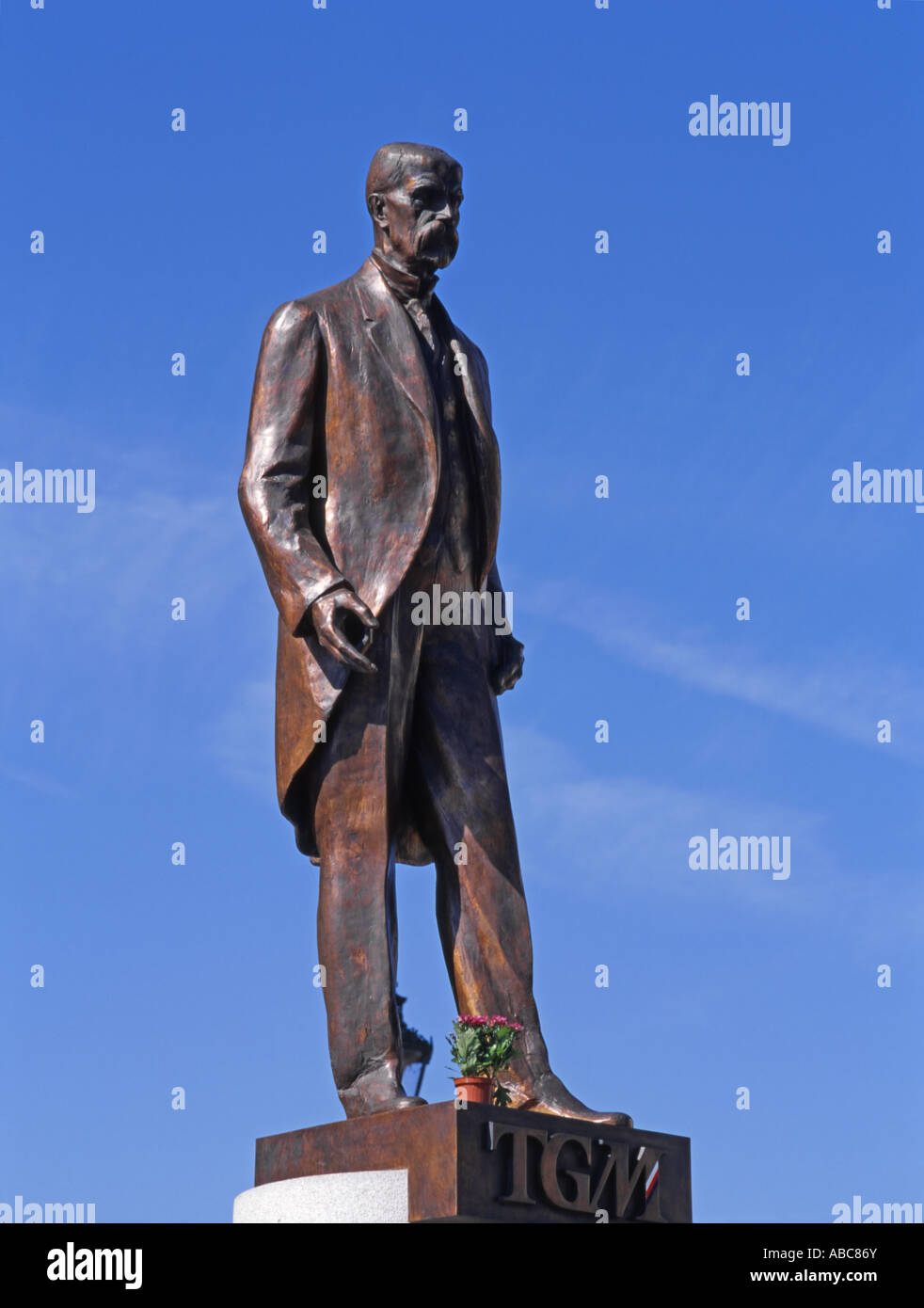 Prague, Czech Republic. Statue: Thomas Garrique Masaryk (1850-1937) Stock Photo