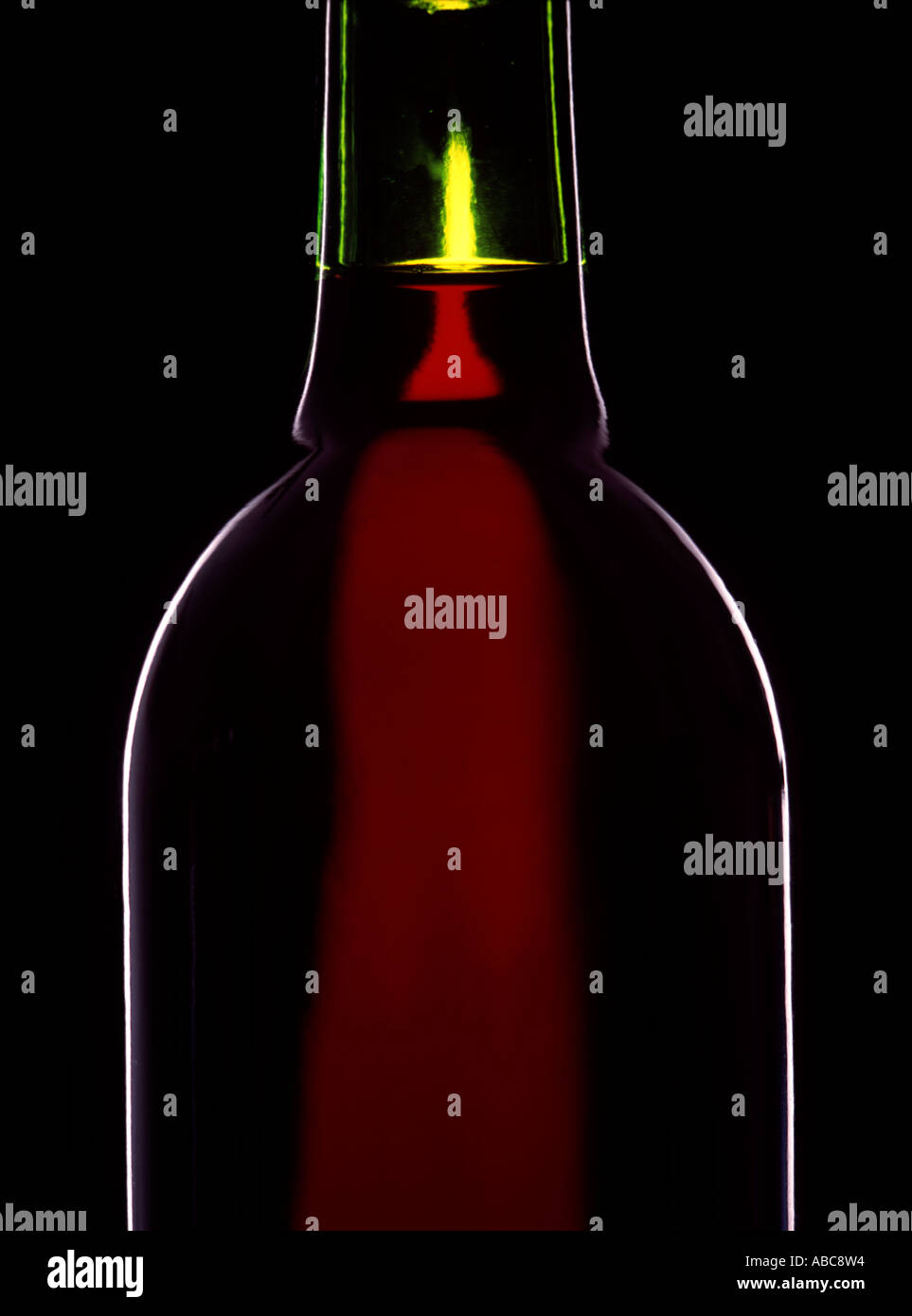 Silhouette of a red wine bottle vino Stock Photo